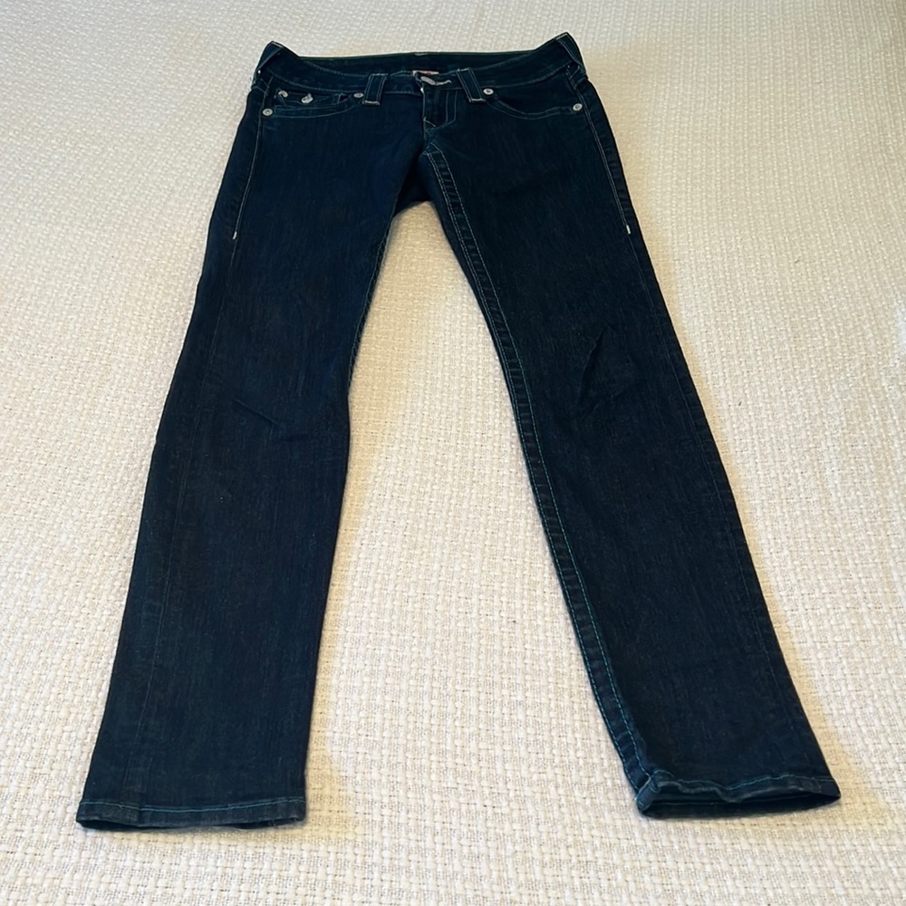 True Religion Women’s Straight Jeans with Colored Embroidered Logo Size 27 - Picture 3 of 14